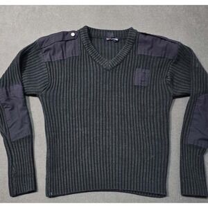 511 Tactical Pullover V Neck Sweater Mens Size XL Dark Grey Patches Commando Rib